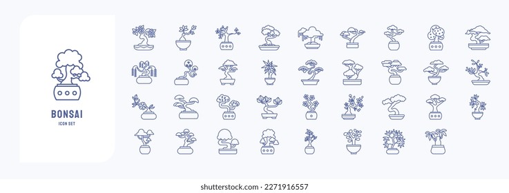 Bonsai Tree and Pot Icon Set
