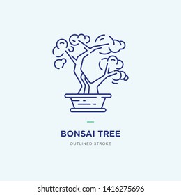 Bonsai tree in a pot line icon