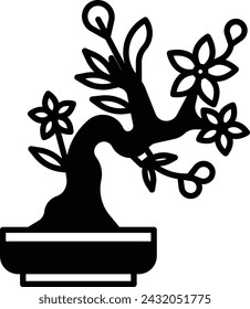 bonsai tree and pot vector illustration