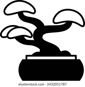 bonsai tree and pot vector illustration