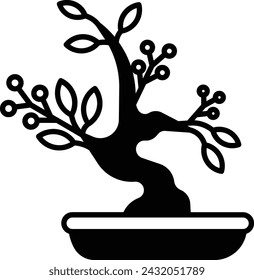 bonsai tree and pot vector illustration