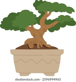 Bonsai Tree In Pot Vector Illustration