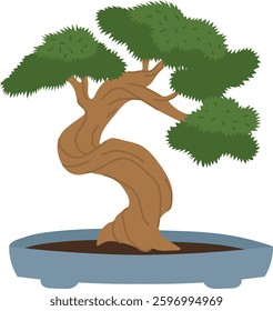 Bonsai Tree In Pot Vector Illustration