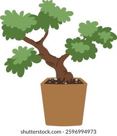 Bonsai Tree In Pot Vector Illustration