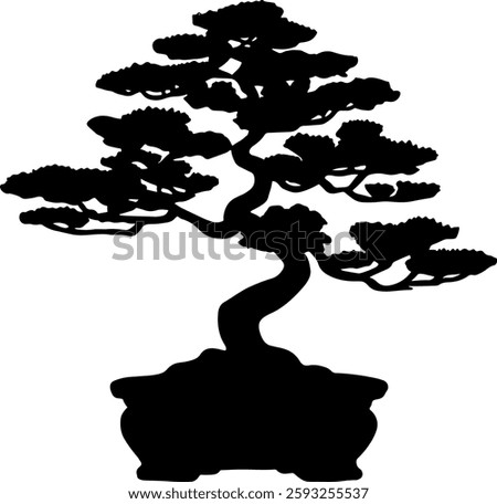 Bonsai tree silhouette illustration vector design.