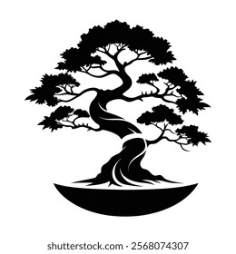 Bonsai tree silhouette vector illustration
