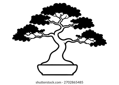 Uma ilustração de vetor de silhueta de árvore Bonsai