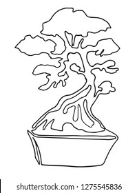 Bonsai Tree Single Line Drawing Vector Stock Vector (royalty Free 