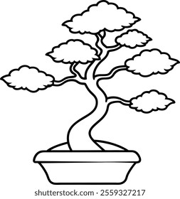 Bonsai Tree with Smooth Branches Vector Illustration
