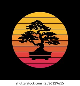 Bonsai Tree T-shirt Design vector art illustration
