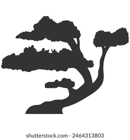 Bonsai tree vector black silhouette isolated on a white background.
