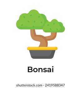 Bonsai tree vector design in trendy style isolated on white background