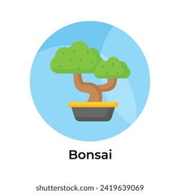 Bonsai tree vector design in trendy style isolated on white background