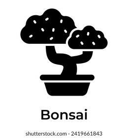 Bonsai tree vector design in trendy style isolated on white background