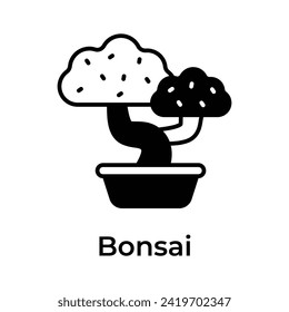 Bonsai tree vector design in trendy style isolated on white background
