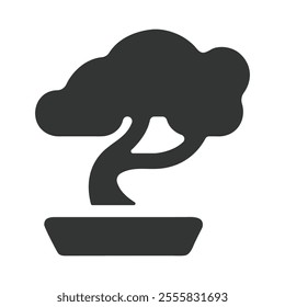 Bonsai tree vector illustration art design. small pine tree bonsai icon or logo isolated sign symbol tree silhouette on a white background.