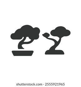 Bonsai tree vector illustration art design. small pine tree bonsai icon or logo isolated sign symbol . Set of Bonsai tree , white background.