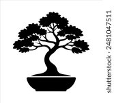 Bonsai Tree Vector Illustration Silhouette