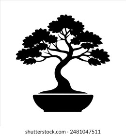 Silueta de Ilustración vectorial de árbol de bonsai