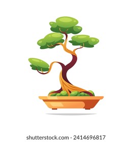 Bonsai tree vector isolated on white background.