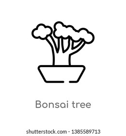 bonsai tree vector line icon. Simple element illustration. bonsai tree outline icon from nature concept. Can be used for web and mobile