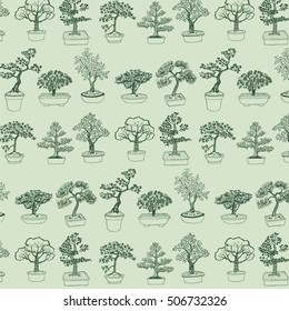bonsai tree vector line pattern