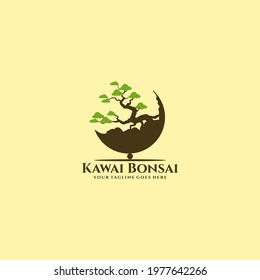 bonsai tree vector logo design idea illustration template