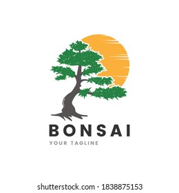 Bonsai Tree Vector Logo Template
