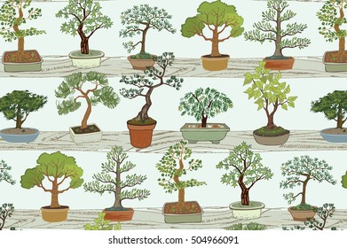 bonsai tree vector pattern
