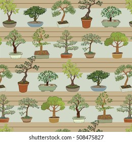 bonsai tree vector pattern