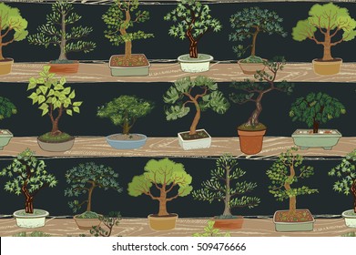 bonsai tree vector pattern
