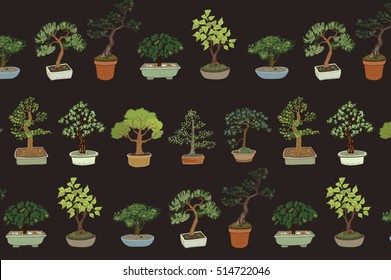 bonsai tree vector pattern