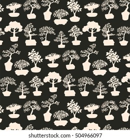 bonsai tree vector silhouette pattern