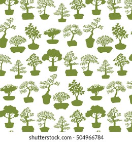 bonsai tree vector silhouette pattern