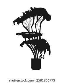 Bonsai trees. A potted houseplant. Vector illustration. Silhouette of a plant