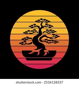 Bonsai T-shirt Design vector art illustration
