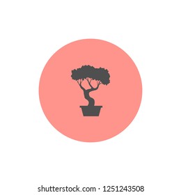 Bonsai vector illustration, flat silhouette, tree in pot, logo, 