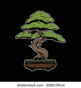 bonsai vector illustration. japanese bonsai tree