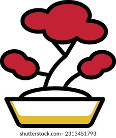 bonsai  Vector illustration on a transparent background. Premium quality symmbols. Line Color vector icons for concept and graphic design.