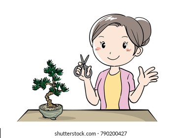 bonsai vector image - woman