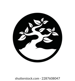 Bonsai Vector Logo Design Template