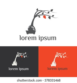 Bonsai vector logo template.