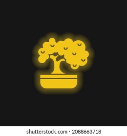 Bonsai yellow glowing neon icon