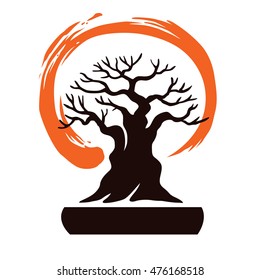 Bonsai Zen Japanese Logo Symbol Vector Illustration Icon