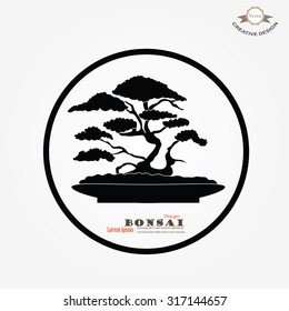 Bonsai.bonsai with pot on gray background.vector illustration.