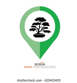 Bonsai.bonsai with pot on gray background.vector illustration.