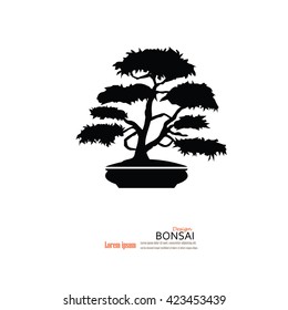 Bonsai.bonsai with pot on gray background.vector illustration.