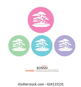 Bonsai.bonsai with pot on gray background.vector illustration.