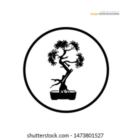 Bonsai.bonsai with pot on white background.vector illustration.