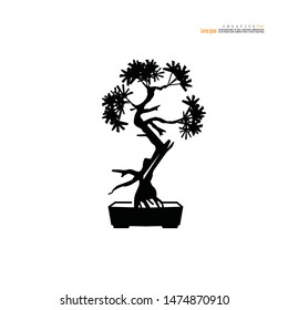 Bonsai.bonsai with pot on white background.vector illustration.